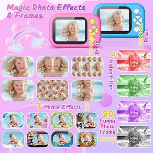 Kids Waterproof Camera, 1080P HD Underwater Digital Camera for Kids Aged 3-12, IP68 Swimming & Snorkeling Toy, ABS Plastic, 32GB Card, Birthday Gift for Children Boys Girls, Pink in Saudi Arabia