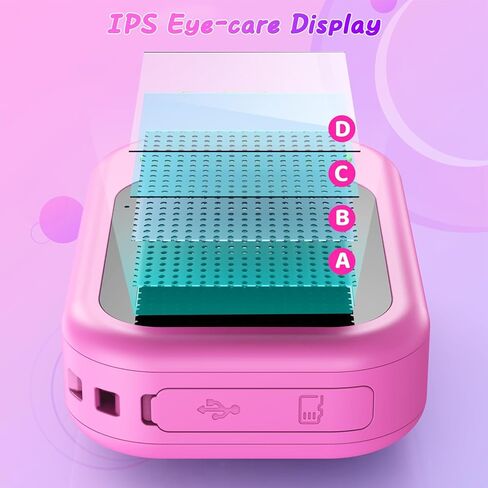 Kids Waterproof Camera, 1080P HD Underwater Digital Camera for Kids Aged 3-12, IP68 Swimming & Snorkeling Toy, ABS Plastic, 32GB Card, Birthday Gift for Children Boys Girls, Pink in Saudi Arabia