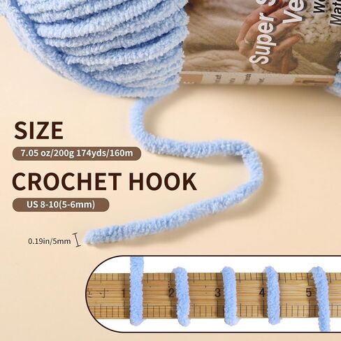 Chunky Chenille Yarn for Baby Blanket Yarn for Crocheting - 7.05oz Super Soft Chenille Plush Yarn - Bulk Thick Yarns Used for Making Scarves, Blankets, Stuffed Animals, DIY Craft (Candy Color) in Kuwait