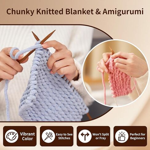 Chunky Chenille Yarn for Baby Blanket Yarn for Crocheting - 7.05oz Super Soft Chenille Plush Yarn - Bulk Thick Yarns Used for Making Scarves, Blankets, Stuffed Animals, DIY Craft (Candy Color) in Kuwait
