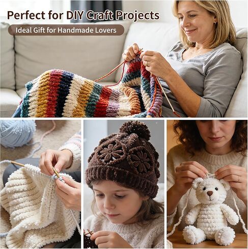 Chunky Chenille Yarn for Baby Blanket Yarn for Crocheting - 7.05oz Super Soft Chenille Plush Yarn - Bulk Thick Yarns Used for Making Scarves, Blankets, Stuffed Animals, DIY Craft (Candy Color) in Kuwait