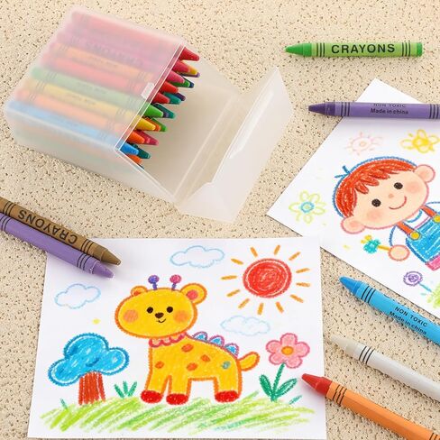 gisgfim 24 Pcs Plastic Clear Crayon Box Bulk Crayon Storage Organizer Stackable Holds 24 Crayons Boxes With Hinged Lid and Snap Closure for Pens School Office Supplies Organization in Kuwait