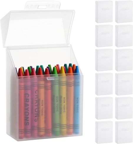 gisgfim 24 Pcs Plastic Clear Crayon Box Bulk Crayon Storage Organizer Stackable Holds 24 Crayons Boxes With Hinged Lid and Snap Closure for Pens School Office Supplies Organization in Kuwait
