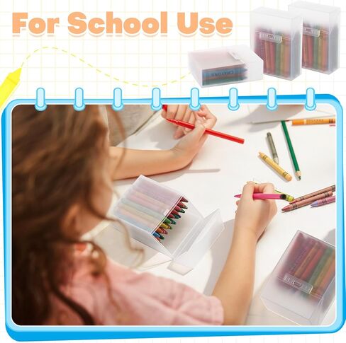 gisgfim 24 Pcs Plastic Clear Crayon Box Bulk Crayon Storage Organizer Stackable Holds 24 Crayons Boxes With Hinged Lid and Snap Closure for Pens School Office Supplies Organization in Kuwait
