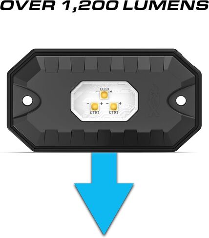 مصباح صخري صغير مقاس 3 بوصات ومصباح مقصورة من Feniex | حامل سطحي مدمج، 3 مصابيح LED، مصابيح LED فائقة السطوع 3 وات، فئة SAE 1 | ضوء محيط سلامة السيارة in Kuwait