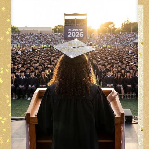 Dunzoom Graduation Cap Decoration Kit Rhinestone Cardstock Letter Sticker Glitter Bling Construction Paper for Photo DIY Graduation Cap Topper Party Decoration(Gold) in Kuwait
