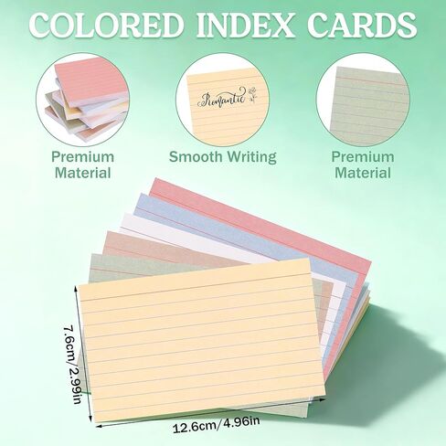 JIANTA Colored Index Cards 3x5 Inch, Flash Cards, Lined Revision Cards, Ruled Index Cards, Vintage Study Cards for Home Office School in Kuwait