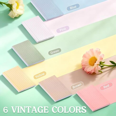 JIANTA Colored Index Cards 3x5 Inch, Flash Cards, Lined Revision Cards, Ruled Index Cards, Vintage Study Cards for Home Office School in Kuwait