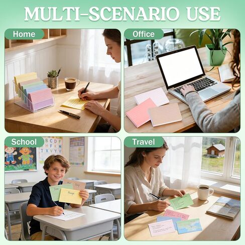 JIANTA Colored Index Cards 3x5 Inch, Flash Cards, Lined Revision Cards, Ruled Index Cards, Vintage Study Cards for Home Office School in Kuwait