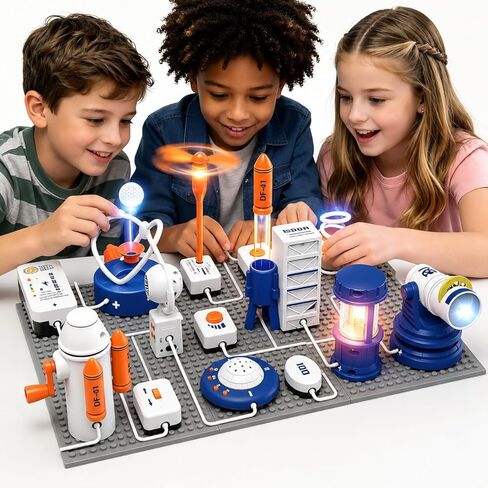STEM Circuit Kit for Kids Ages 6+, 35PCS Electronics Kit with 200+ Projects, Educational Science Experiment Toy for Boys & Girls, Beginner Electrical Engineering Set for Home & School in Kuwait