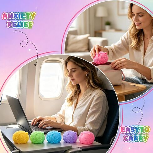 Cool Cat Squeeze Squishy, Wild Cats Fuzz Ball Sensory Squeeze Toy, Slow Rise Sensory Fidget Balls, Anxiety Slow Rising Squishy Fidget Toy, Suitable for Relieving Stress or as a Gift (Rose Red) in Kuwait