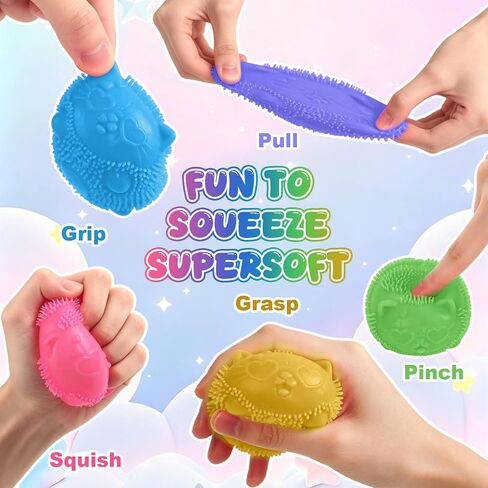 Cool Cat Squeeze Squishy, Wild Cats Fuzz Ball Sensory Squeeze Toy, Slow Rise Sensory Fidget Balls, Anxiety Slow Rising Squishy Fidget Toy, Suitable for Relieving Stress or as a Gift (Rose Red) in Kuwait