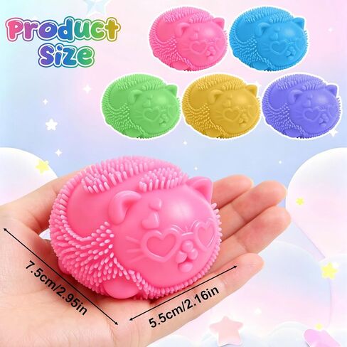 Cool Cat Squeeze Squishy, Wild Cats Fuzz Ball Sensory Squeeze Toy, Slow Rise Sensory Fidget Balls, Anxiety Slow Rising Squishy Fidget Toy, Suitable for Relieving Stress or as a Gift (Rose Red) in Kuwait