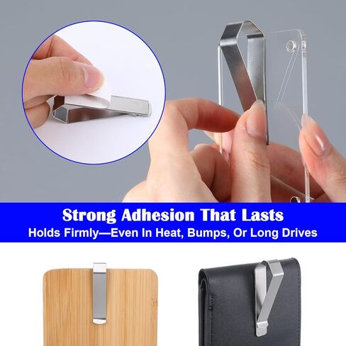 6-Pack Stainless Steel Sun Visor Clips for Cars, Multi-Functional Clips with Adhesive for Photo Frames, Garage Door Opener, Car Sunglasses Holder, Strong Hold Car Visor Accessory in Kuwait