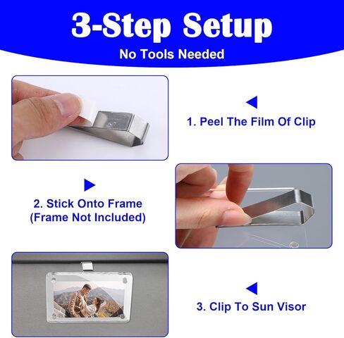 6-Pack Stainless Steel Sun Visor Clips for Cars, Multi-Functional Clips with Adhesive for Photo Frames, Garage Door Opener, Car Sunglasses Holder, Strong Hold Car Visor Accessory in Kuwait