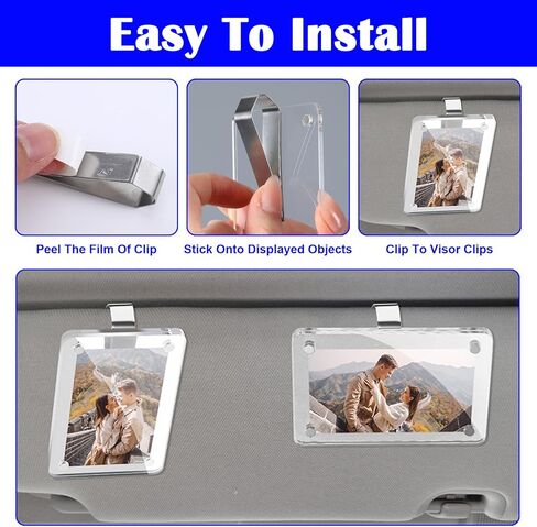 6-Pack Stainless Steel Sun Visor Clips for Cars, Multi-Functional Clips with Adhesive for Photo Frames, Garage Door Opener, Car Sunglasses Holder, Strong Hold Car Visor Accessory in Kuwait
