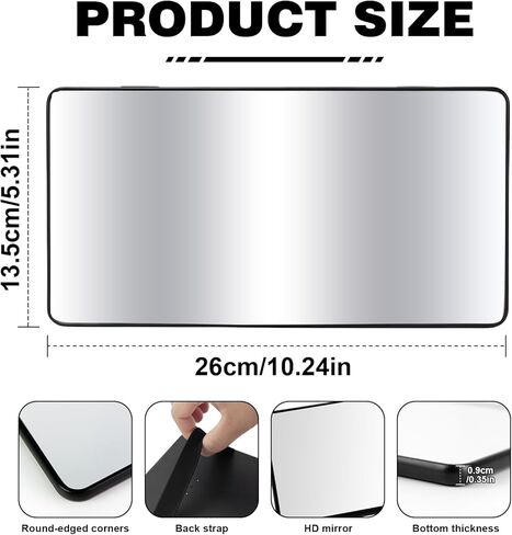 Car Sun Visor Mirror, Clip on Rear View Sun Visor Makeup Car Mirror, HD Automotive Interior Vanity Looking Glass for Women Girls, Universal for Truck SUV Auto Accessories (Black) in Kuwait