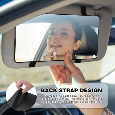Car Sun Visor Mirror, Clip on Rear View Sun Visor Makeup Car Mirror, HD Automotive Interior Vanity Looking Glass for Women Girls, Universal for Truck SUV Auto Accessories (Black) in Kuwait