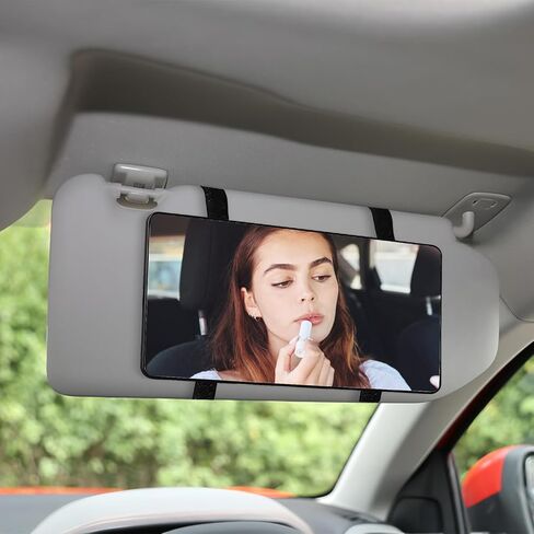 Car Sun Visor Mirror, Clip on Rear View Sun Visor Makeup Car Mirror, HD Automotive Interior Vanity Looking Glass for Women Girls, Universal for Truck SUV Auto Accessories (Black) in Kuwait