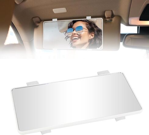 Car Sun Visor Mirror, Clip on Rear View Sun Visor Makeup Car Mirror, HD Automotive Interior Vanity Looking Glass for Women Girls, Universal for Truck SUV Auto Accessories (Black) in Kuwait