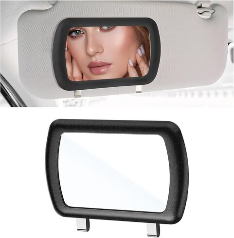 Car Sun Visor Vanity Mirror, 4.33"×6.57" HD Clip-on Vehicle Sun-Shading Cosmetic Mirror, Portable Rearview Visor Makeup Mirrors for Women Girls, Universal Car Accessories in Kuwait