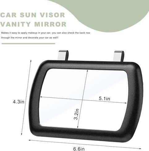 Car Sun Visor Vanity Mirror, 4.33"×6.57" HD Clip-on Vehicle Sun-Shading Cosmetic Mirror, Portable Rearview Visor Makeup Mirrors for Women Girls, Universal Car Accessories in Kuwait