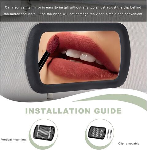 Car Sun Visor Vanity Mirror, 4.33"×6.57" HD Clip-on Vehicle Sun-Shading Cosmetic Mirror, Portable Rearview Visor Makeup Mirrors for Women Girls, Universal Car Accessories in Kuwait