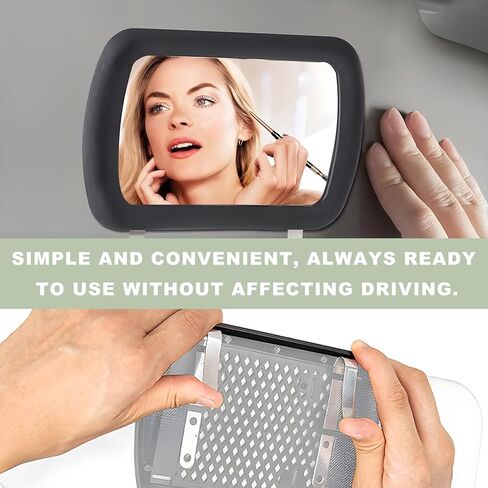 Car Sun Visor Vanity Mirror, 4.33"×6.57" HD Clip-on Vehicle Sun-Shading Cosmetic Mirror, Portable Rearview Visor Makeup Mirrors for Women Girls, Universal Car Accessories in Kuwait