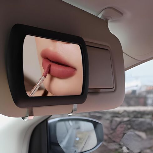 Car Sun Visor Vanity Mirror, 4.33"×6.57" HD Clip-on Vehicle Sun-Shading Cosmetic Mirror, Portable Rearview Visor Makeup Mirrors for Women Girls, Universal Car Accessories in Kuwait