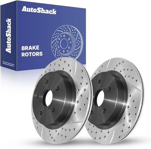 AutoShack Rear Brake Rotors for Subaru, Outback 2015-2026 Legacy 2015-2025 Forester 2025, AWD H4 2.4L 2.5L H6 3.6L - E-Coated Drilled & Slotted - ShadowGuard - 11.81" (300 mm), 5-Lug in Kuwait