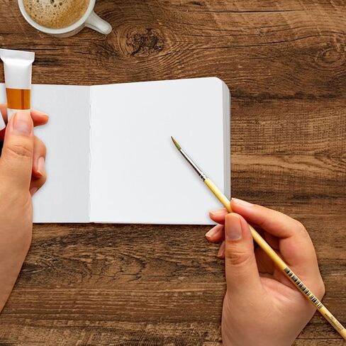 دفتر رسم صغير بألوان مائية من PLIGREAT، 3.9 × 3.9 بوصة، غطاء جلدي مربع بلون نقي، دفتر رسم بألوان مائية، 24 ورقة 300 جرام، أوراق رسم مزخرفة محمولة للسفر، كتاب رسم فني in Kuwait