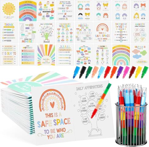 TaoBary 25 Set DIY Painting Coloring Book Bulk Art Therapy Theme Craft Crayon Draw Beautiful Coloring Book for Adult Women Men Relaxation, Reducing Anxiety, Mindfulness, Stress Relief in Kuwait
