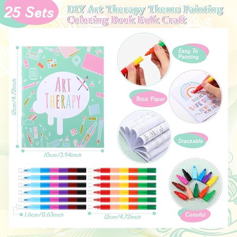 TaoBary 25 Set DIY Painting Coloring Book Bulk Art Therapy Theme Craft Crayon Draw Beautiful Coloring Book for Adult Women Men Relaxation, Reducing Anxiety, Mindfulness, Stress Relief in Kuwait