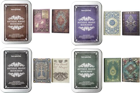 Moriquill Antique Magic Mini Journal Set, 8 Pocket Size Books with Brown and White Kraft Pages, Metal Tin Boxes for Scrapbook Journal Collage DIY Writing in Saudi Arabia
