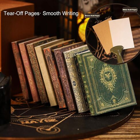 Moriquill Antique Magic Mini Journal Set, 8 Pocket Size Books with Brown and White Kraft Pages, Metal Tin Boxes for Scrapbook Journal Collage DIY Writing in Saudi Arabia