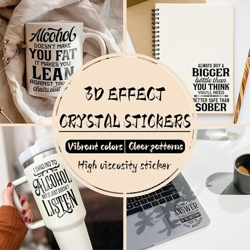 Alcohol Quotes 12 PCS UV DTF Cup Wrap Stickers,Rub on Transfers for 16oz Tumblers Glass Cans for Laptops Journals in Saudi Arabia