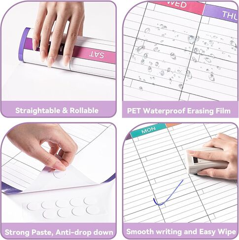 Large Dry Erase Calendar For Wall - Undated 3 Month Calendar, 28'' x 40'', Erasable & Reusable Laminated White Board With 8 Round Stickers, Vertical Layout for Office, Classroom and Home in Kuwait