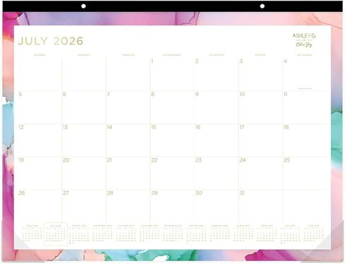 2026-2027 بلو سكاي سموك 17 بوصة × 22 بوصة تقويم حائط أكاديمي شهري، ألوان متنوعة (148668-A27) in Kuwait