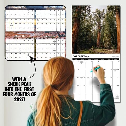 National Parks Calendar 2026 | Stunning Nature Photography of Iconic US Parks | Home & Office Organization | Ideal for Outdoor Enthusiasts | Christmas Gifts For Nature Lovers 12" x 24" (Opened) in Saudi Arabia