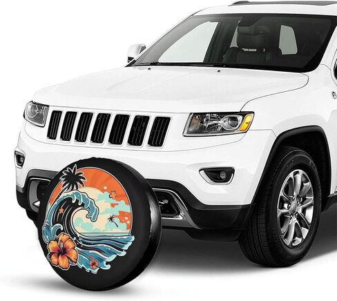 Retro Sunset Beach Spare Tire Cover Wheel Protectors Dust-Proof Wheel Tire Cover Fit Trailer, Rv, Sand Many Vehicle 17inch in Saudi Arabia