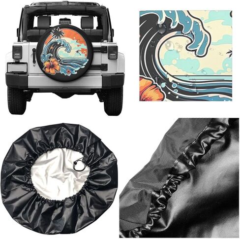 Retro Sunset Beach Spare Tire Cover Wheel Protectors Dust-Proof Wheel Tire Cover Fit Trailer, Rv, Sand Many Vehicle 17inch in Saudi Arabia