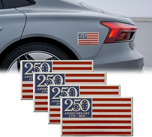 250th Anniversary Flag Metal Emblem, 250th Anniversary 1776-2026 Edition 3D Metal Car Decal Badge for Trucks SUV RV, Patriotic Exterior Accessories, USA Flag Logo Sticker Decoration in Saudi Arabia