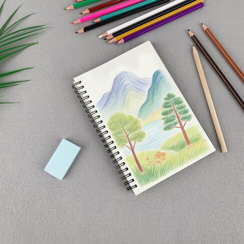 كتاب رسم DSTELIN مقاس 7.5 × 5.1 بوصة، 50 ورقة، 100 جرامًا للمتر المربع، غلاف أسود حلزوني مع غطاء أسود، مثالي للرسم والرسم in Kuwait