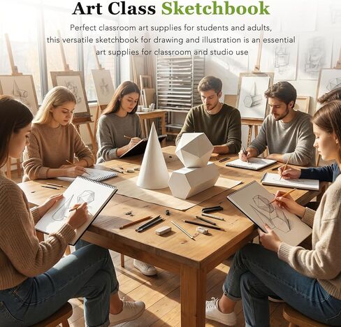 كتاب رسم 8.3 بوصة × 11.7 بوصة، 48 ورقة كراسة رسم حلزونية علوية مع غطاء مقاوم للماء، ورق رسم 73 رطل/120 جرامًا للمتر المربع، لوحة رسم فنية للفنانين والمبتدئين، الرسم، التوضيح، اللوازم الفنية in Kuwait