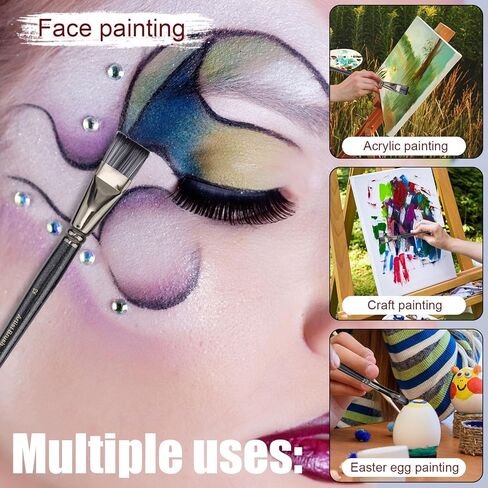 مجموعة 22 قطعة من فرش رسم الوجه والإسفنج، أدوات رسم الوجه الاحترافية، مجموعات فرش طلاء متعددة الاستخدامات لألوان زيت الأكريليك والألوان المائية والمهرجانات وحفلات فن الجسم والحرف اليدوية in Kuwait
