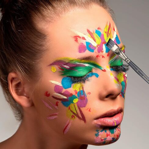 مجموعة 22 قطعة من فرش رسم الوجه والإسفنج، أدوات رسم الوجه الاحترافية، مجموعات فرش طلاء متعددة الاستخدامات لألوان زيت الأكريليك والألوان المائية والمهرجانات وحفلات فن الجسم والحرف اليدوية in Kuwait