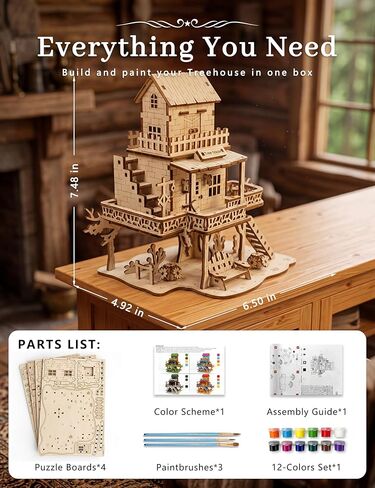 BOOZUU 3D Wooden Treehouse Puzzle Kit - Build and Paint DIY Tree House Model, 132 Pcs Wooden Craft Kit for Adults and Teens 14+,Home Display and Bookshelf Decor Gift for Birthdays and Christmas in Saudi Arabia