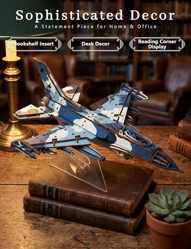 BOOZUU 3D Wooden Fighter Jet Puzzle for Adults, DIY Painting Wooden Aircraft Model Kit, Mechanical Military Airplane Puzzle Gift for Ages 14+ in Saudi Arabia