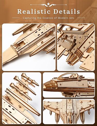 BOOZUU 3D Wooden Fighter Jet Puzzle for Adults, DIY Painting Wooden Aircraft Model Kit, Mechanical Military Airplane Puzzle Gift for Ages 14+ in Saudi Arabia