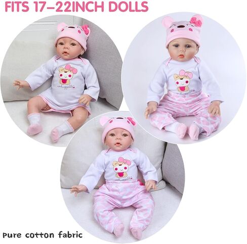 Reborn Baby Doll Clothes Accessories Set with Floral Doll Carrier, 12Pcs Pink Outfit Fit 18-22 Inch Newborn Reborn Doll, Pretend Dress Up Playset in Kuwait